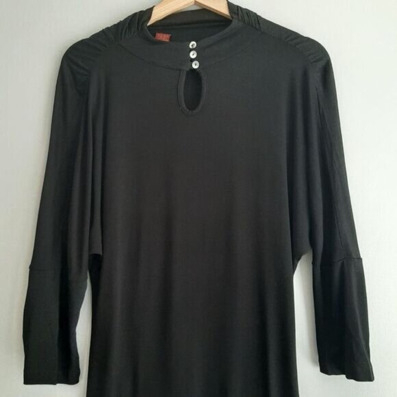 OLSEN Europe Soft Draped High Neck Tunic Top Black Sz 6 - Picture 8 of 14